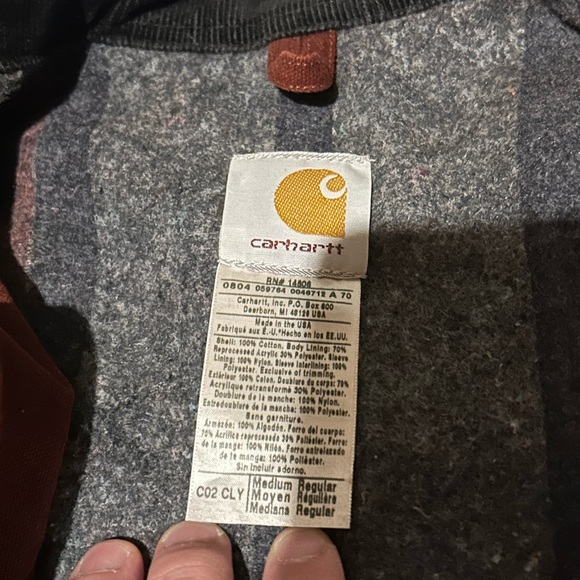 Carhartt chore coat blanket lined size medium CO2 CLY burgundy vintage - Picture 6 of 9